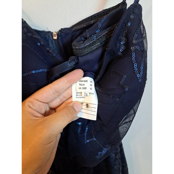 Angelina Faccenda Blue Sequence Geo Print Maxi Strappy Sz 10 - Picture 8 of 10